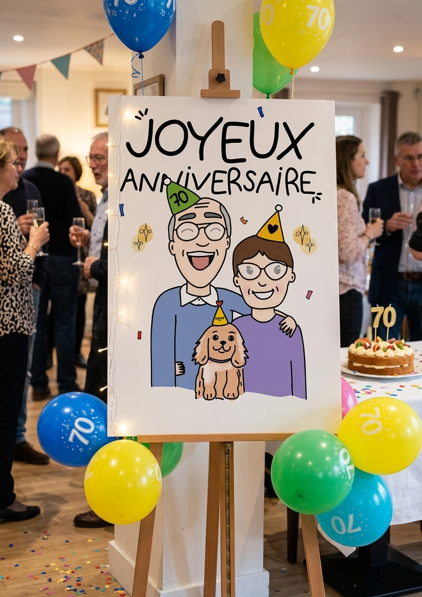 Illustration Joyeux Anniversaire — 70 ans de Jean-Yves
