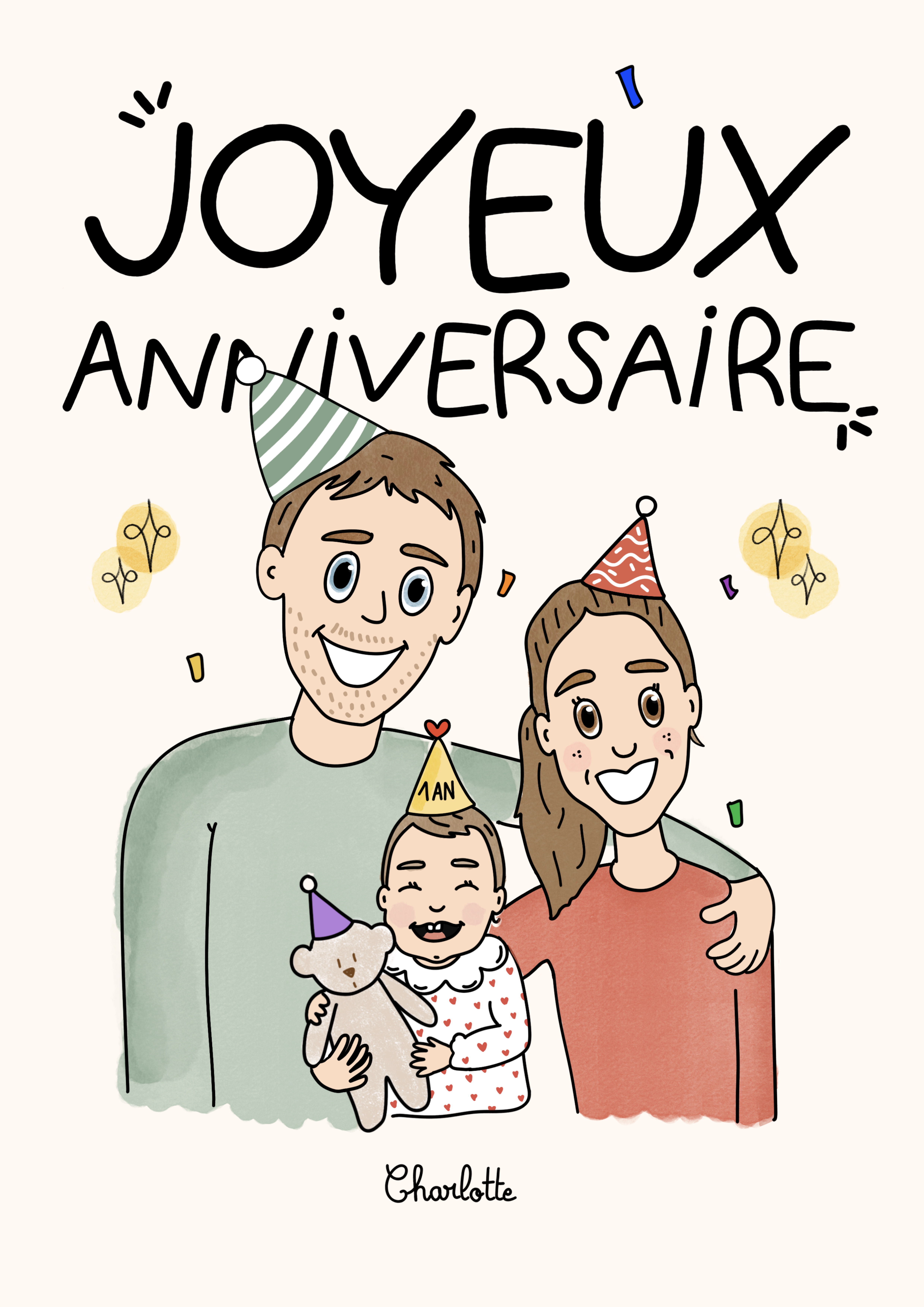 L'affiche imprimée pour les 1 an de Charlotte